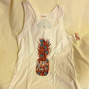 Lularoe 2017 Pineapple Tank top white m